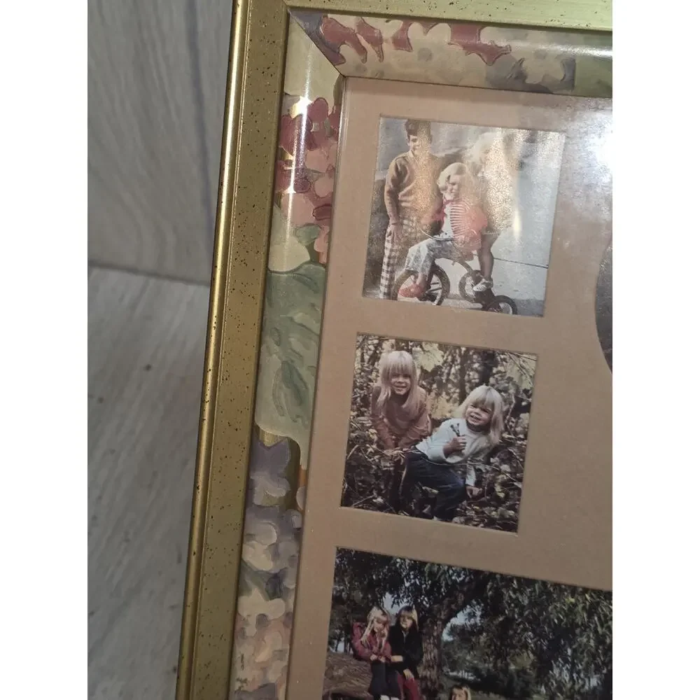 Vtg Floral Photo Frame Multipicture Wood Intercraft Collection 10x12 Gallery